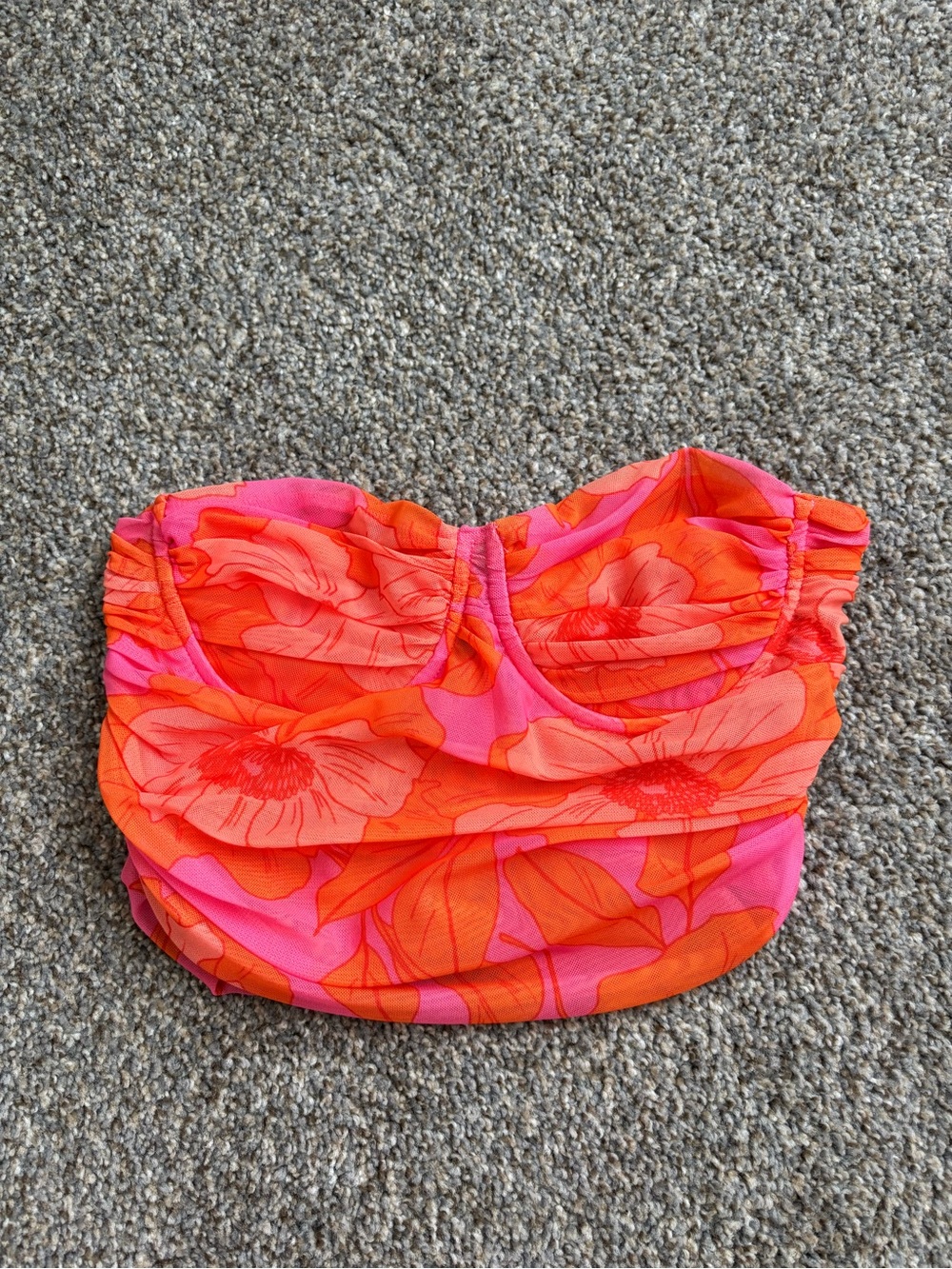 Zara Pink & Orange Floral Bustier Crop Top